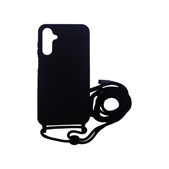 Funda de Silicona con Cuerda para Samsung Galaxy S24 Plus Negro